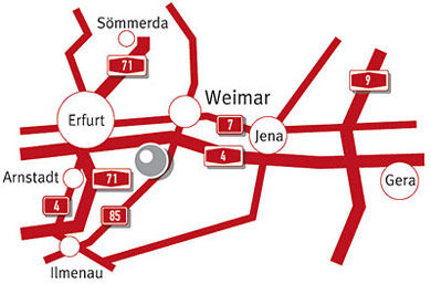 Lageplan 1 - Weimar und Umgebungsstädte
